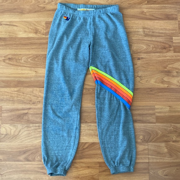 ❤️ Aviator Nation Rainbow Stripe Sweatpants Joggers...